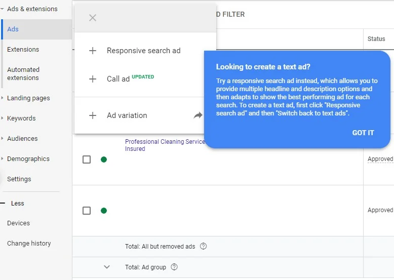 Iklan Teks Google Ads Menghilang
