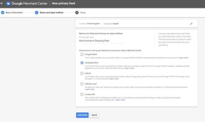 Канал загрузки Google Merchant Center