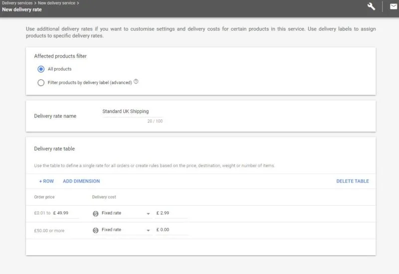 Google Merchant Center Добавить скорость доставки