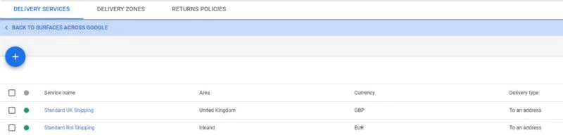 Службы доставки Google Merchant Center