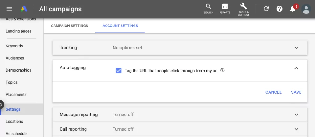 Automatisches Tagging mit gclid