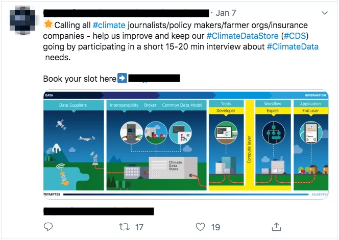 Exemplu de link la pagina de rezervare Twitter