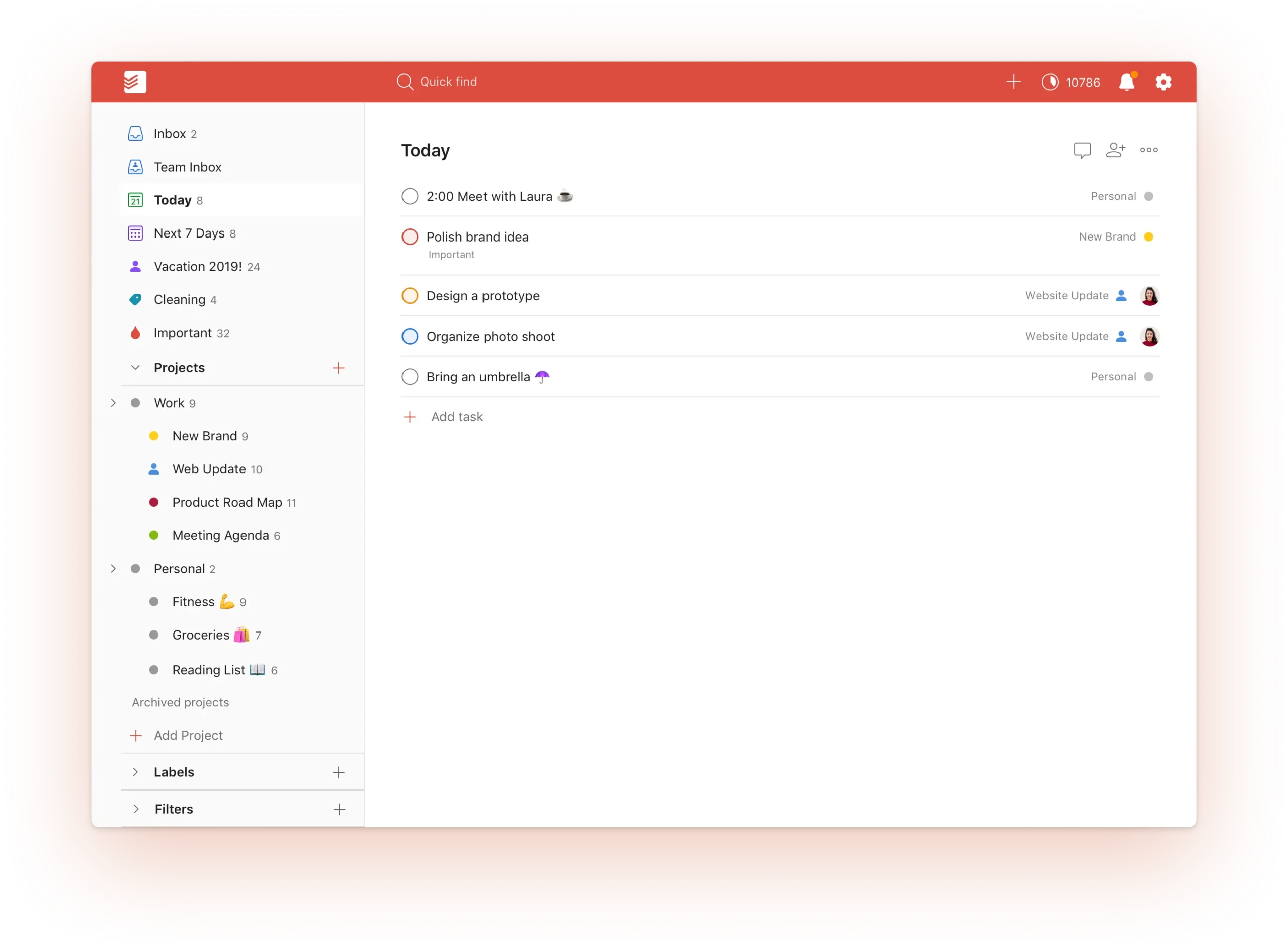 Todoist, Zeitmanagement-Tool für die Aufgabenverwaltung todoist, time management tool for task management