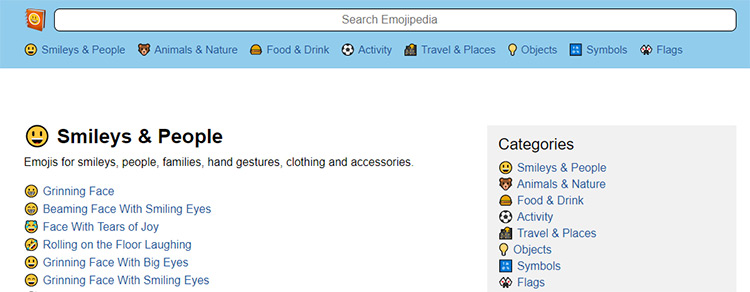 笑臉和人物主頁 Smileys and People homepage