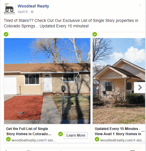 Woodleaf 房地產縮小 FB 廣告 Woodleaf realty downsizing FB ad