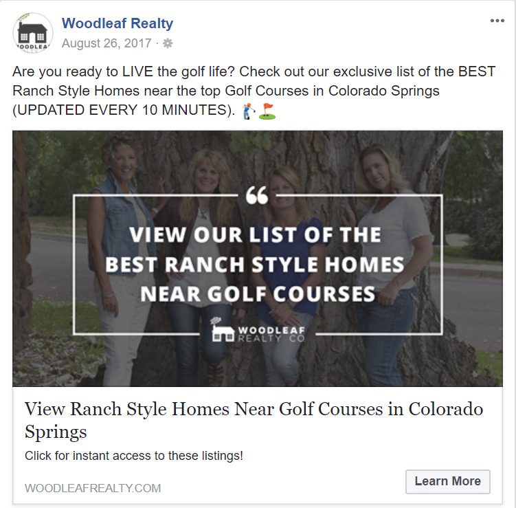 Woodleaf Realty 牧場式房屋 Facebook 房地產廣告 Woodleaf Realty ranch style homes Facebook real estate ad