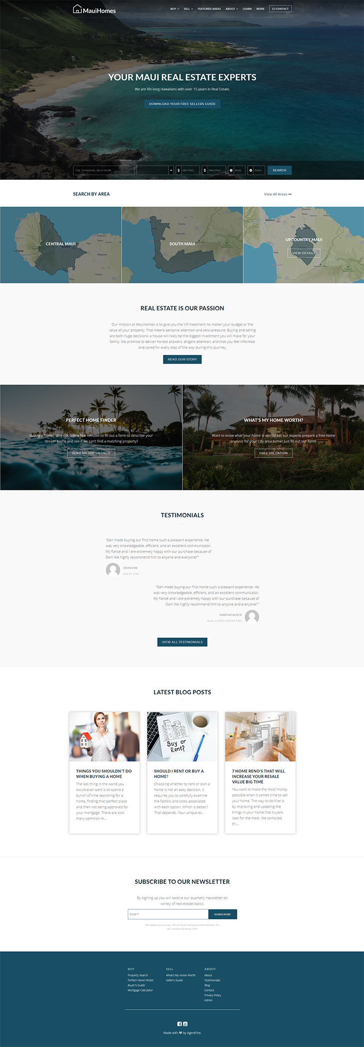 Pagina de pornire completă creată cu Spark Blocks