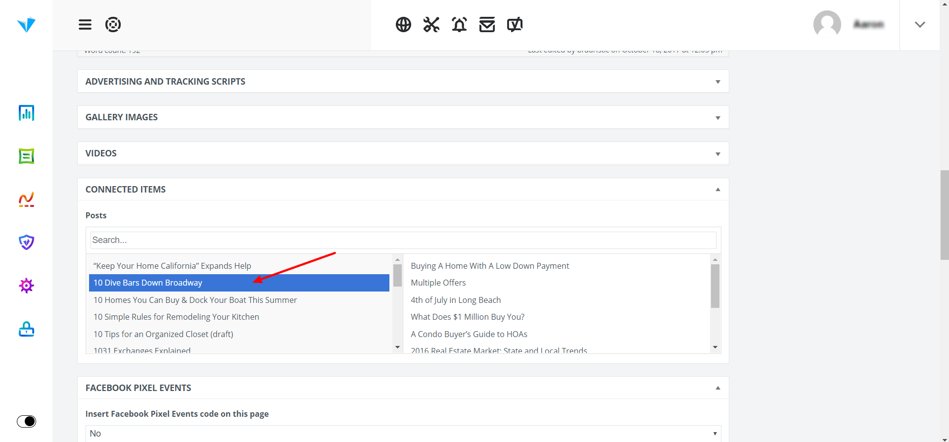 Gönderilerinizi ana sitenizde yayınladıktan sonra, blog gönderilerinizi "Bağlı Öğeler" altındaki Mahalle sayfanıza bağlayın.