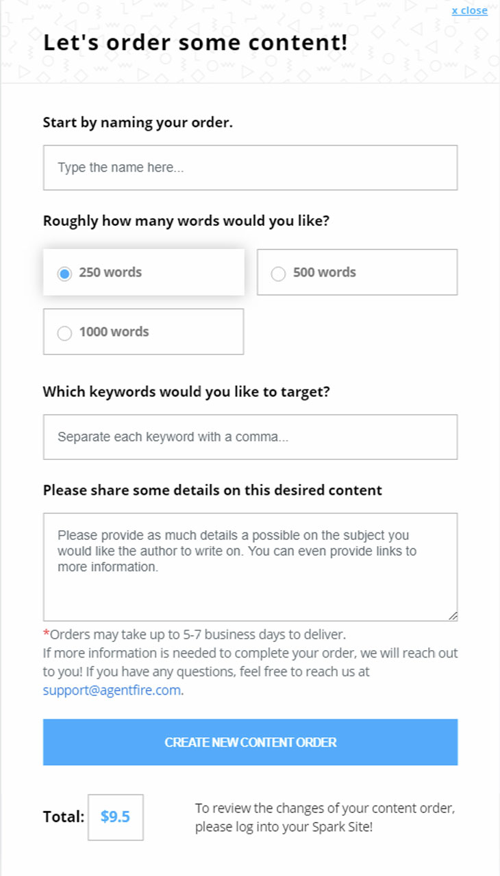 formulir isi pesanan