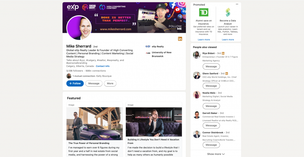 Профиль Майка Шеррарда в LinkedIn