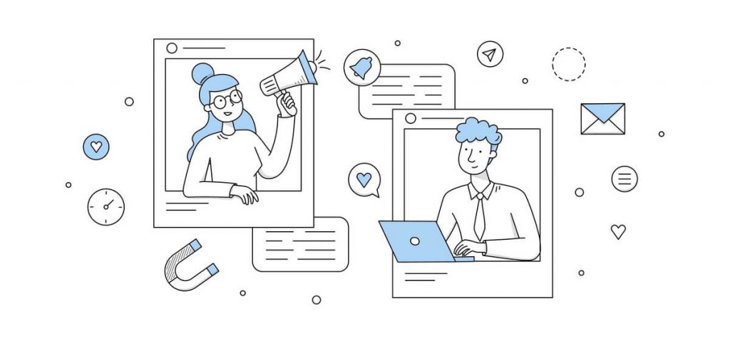 电脑屏幕上的女人和男人图形