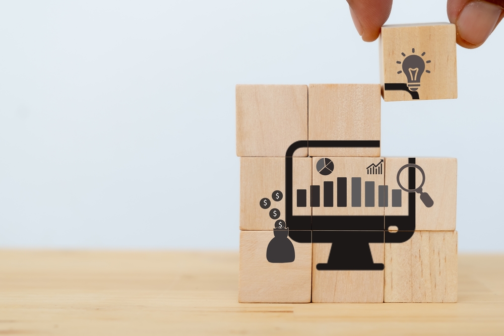 Bloki konstrukcyjne reprezentujące plan marketingowy nieruchomości