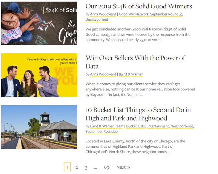 Strona bloga o nieruchomościach Baird & Warner