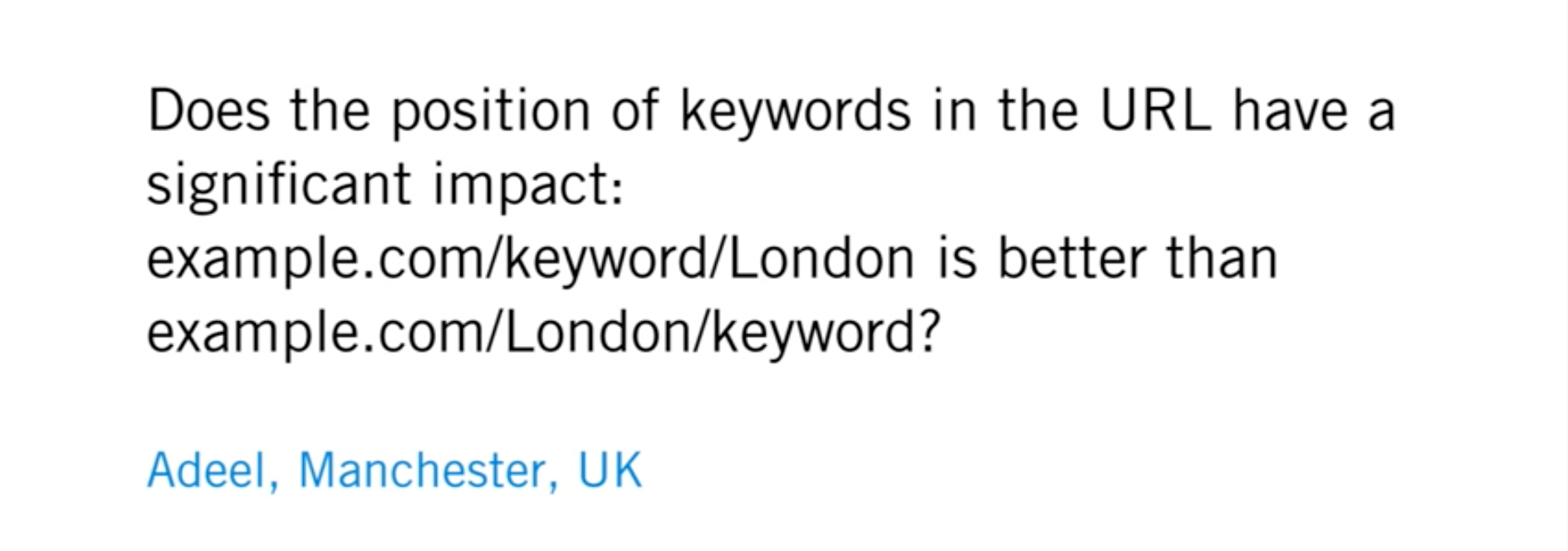 URL 中的关键字位置