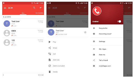 Applications d'enregistrement d'appels - ACR