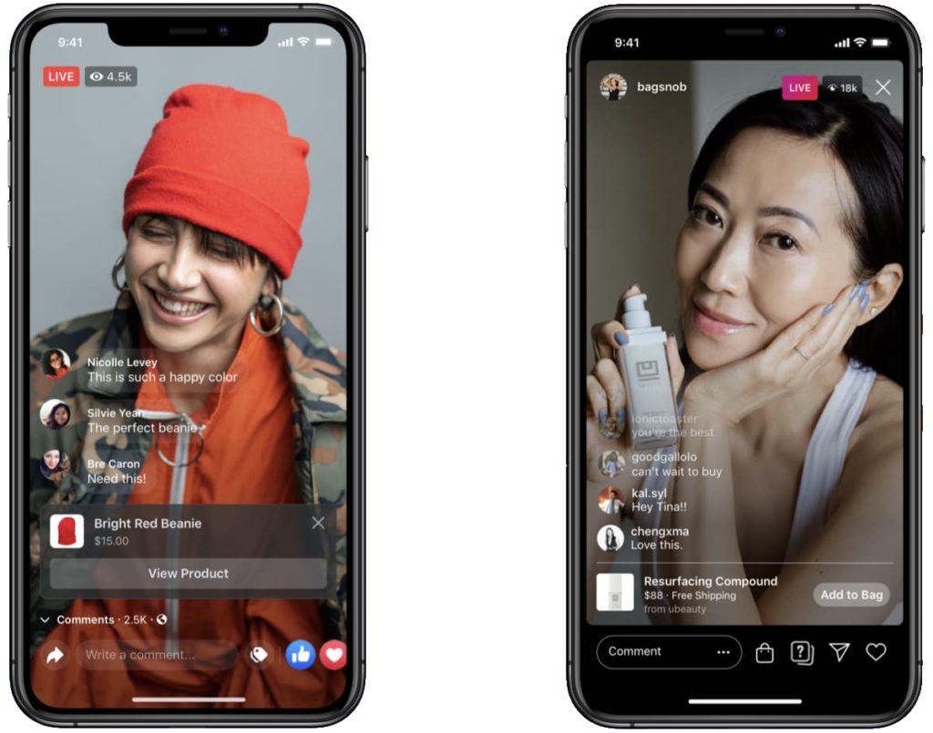 Exemple de cumpărături live pe FB și IG