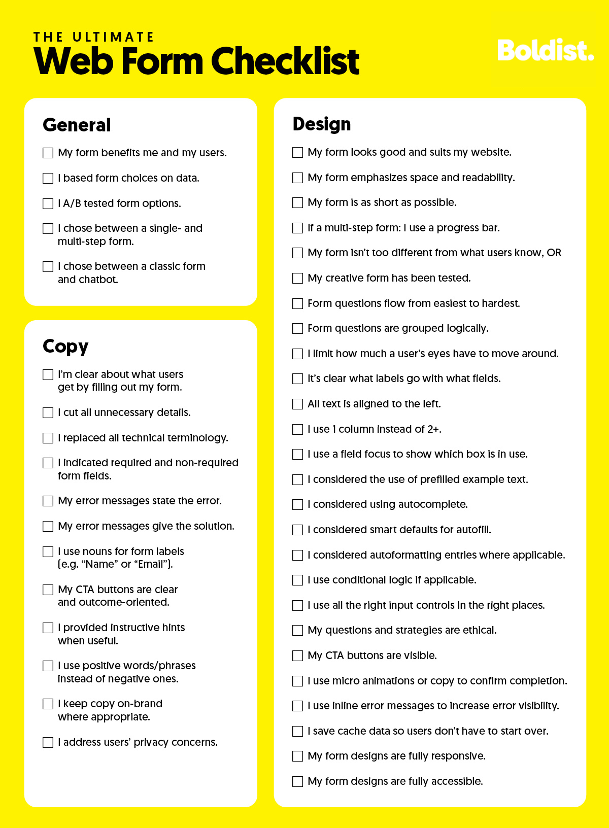 รายการตรวจสอบเพื่อปรับปรุงเว็บฟอร์ม