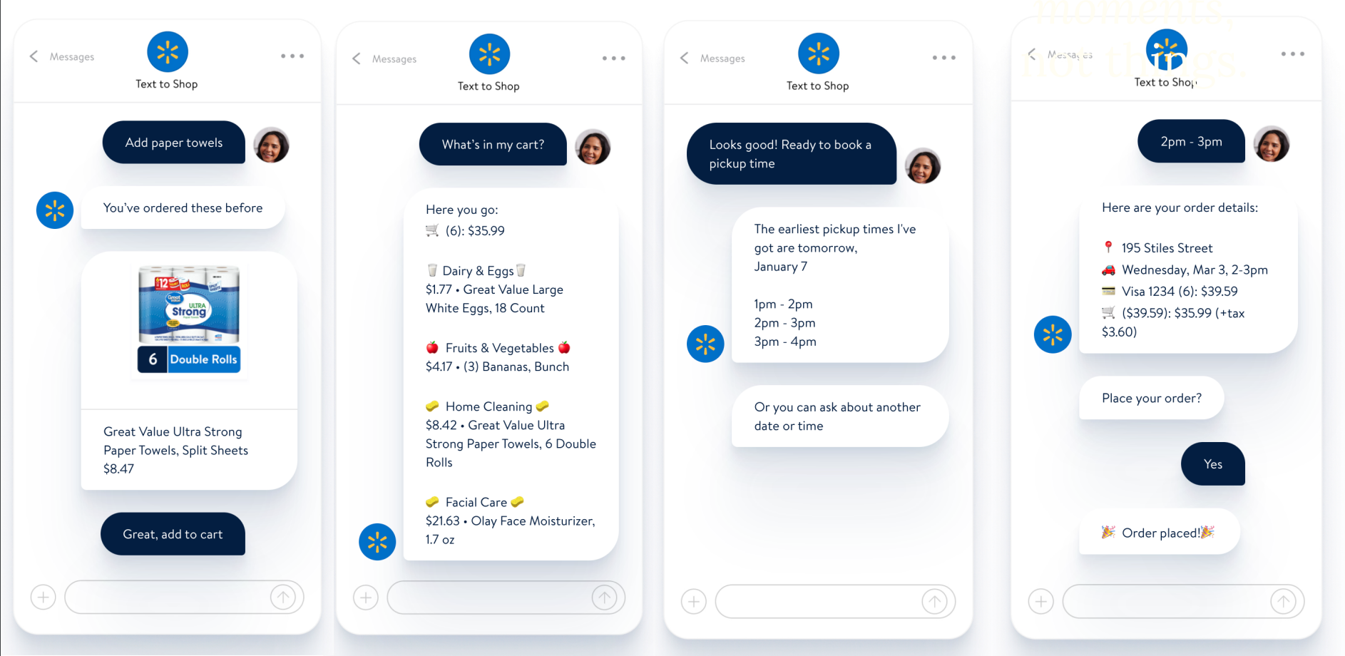 نص وول مارت لطلب العملية