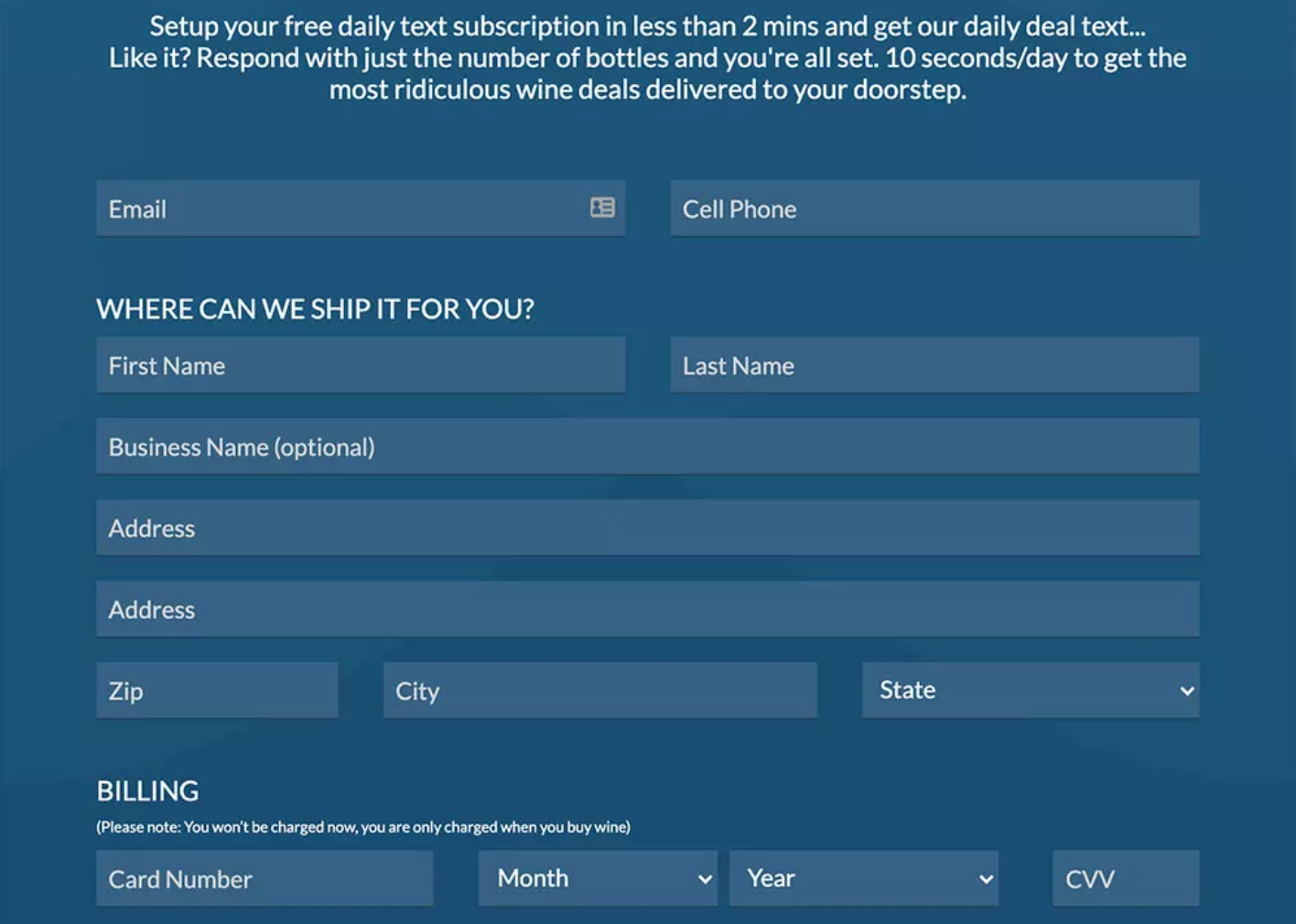 صفحة التسجيل في WineText