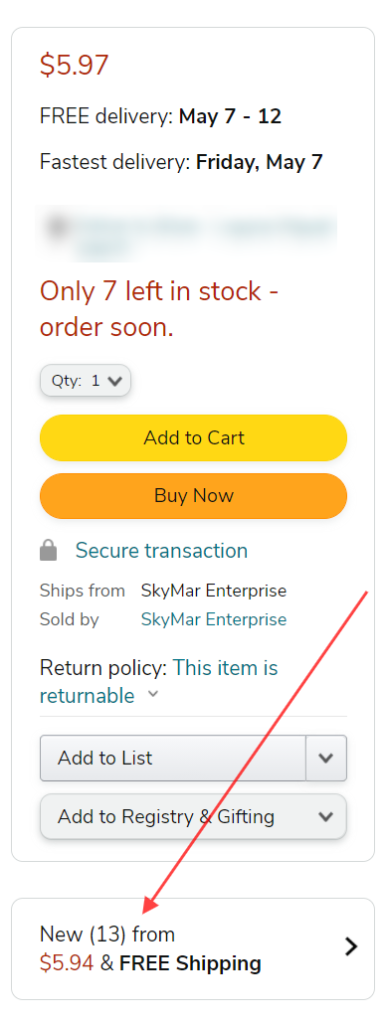 opções de caixa de compra amazon
