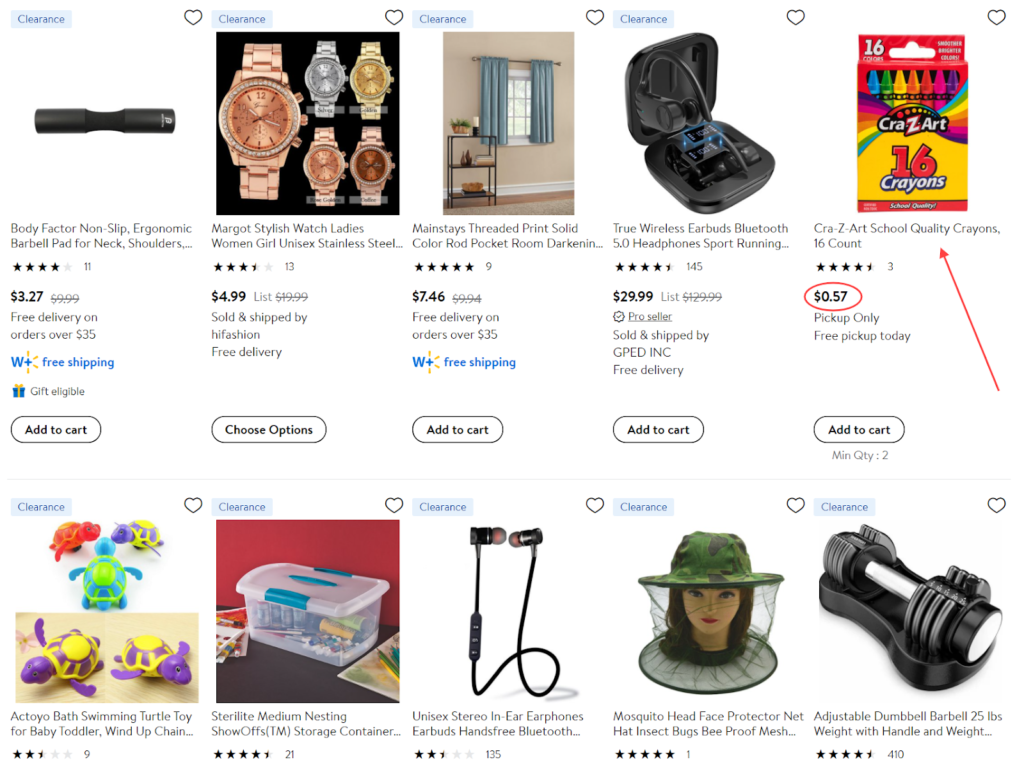 listas de produtos do walmart.com