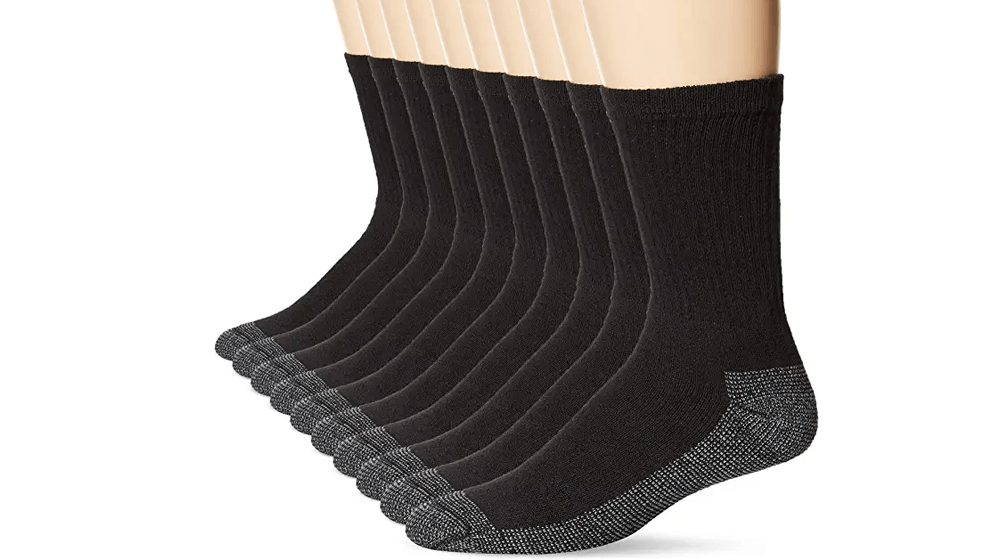 Fruit of the Loom رجالي مبطن من القطن المتين والعتاد الجوارب