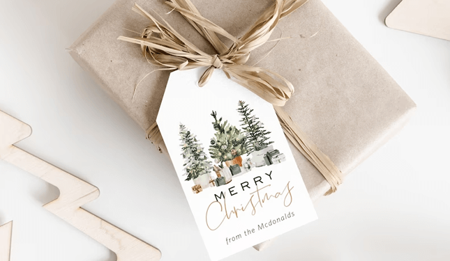 Druckbare Weihnachtsbaum-Geschenkanhänger-Vorlage