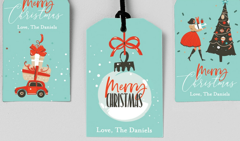 Bearbeitbares Weihnachtsgeschenkanhänger-Paket