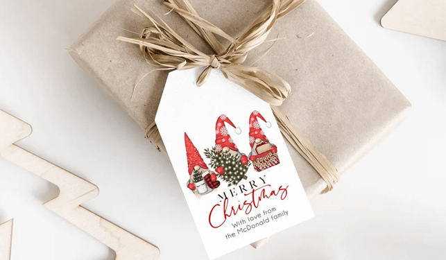 Druckbare Weihnachtszwerge Tags