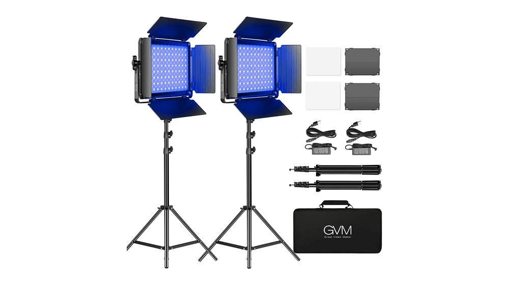 Bluetoothコントロール付きGVM RGB LEDビデオライト、360°フルカラー1000D PROビデオ照明キット