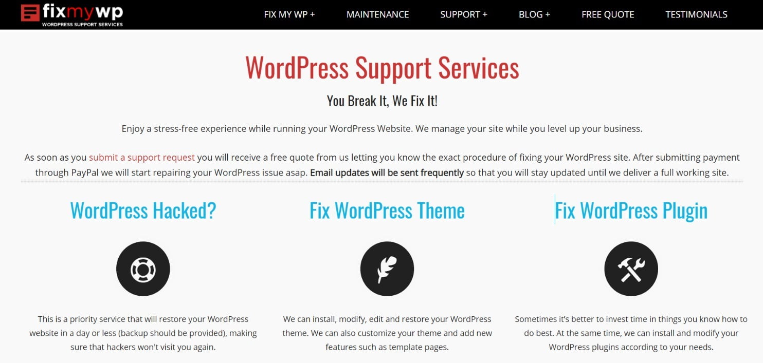 FixMyWP WordPress 管理サービス