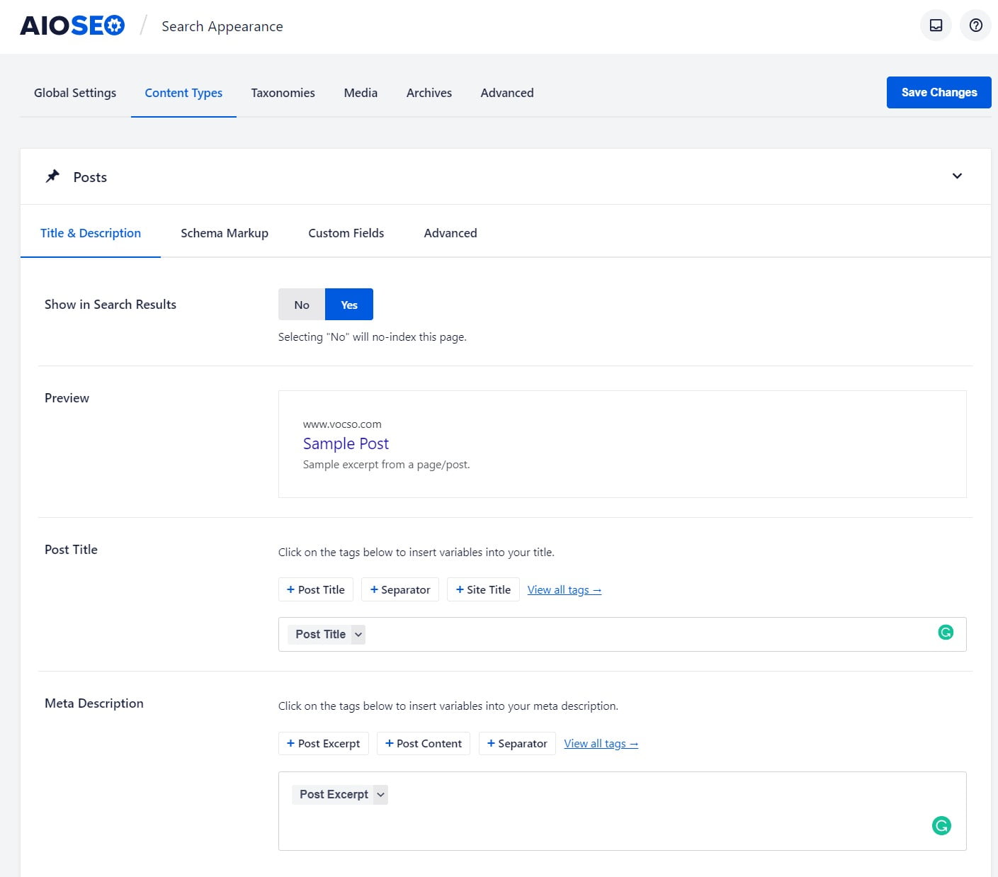 検索結果でコンテンツを表示または非表示にする