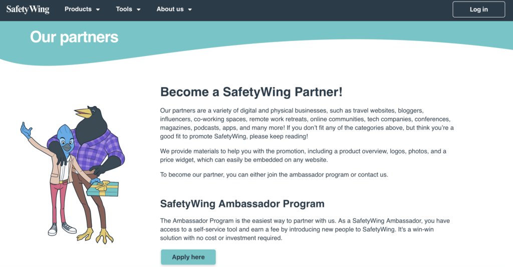 Programa de afiliados de Safety Wing