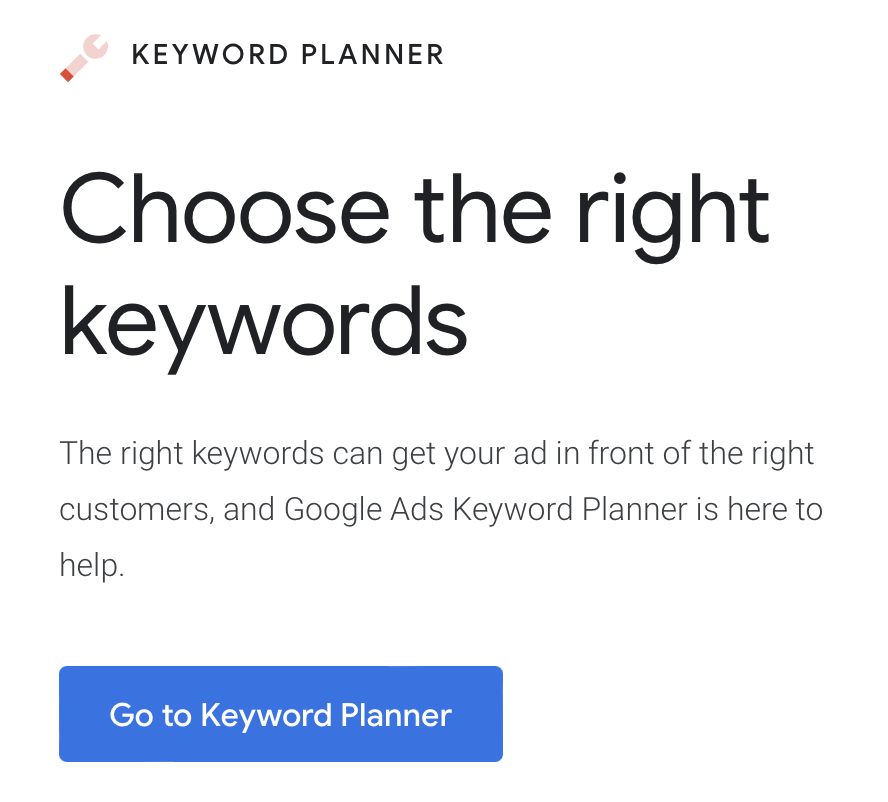 Willkommensbildschirm des Google Keyword-Planers