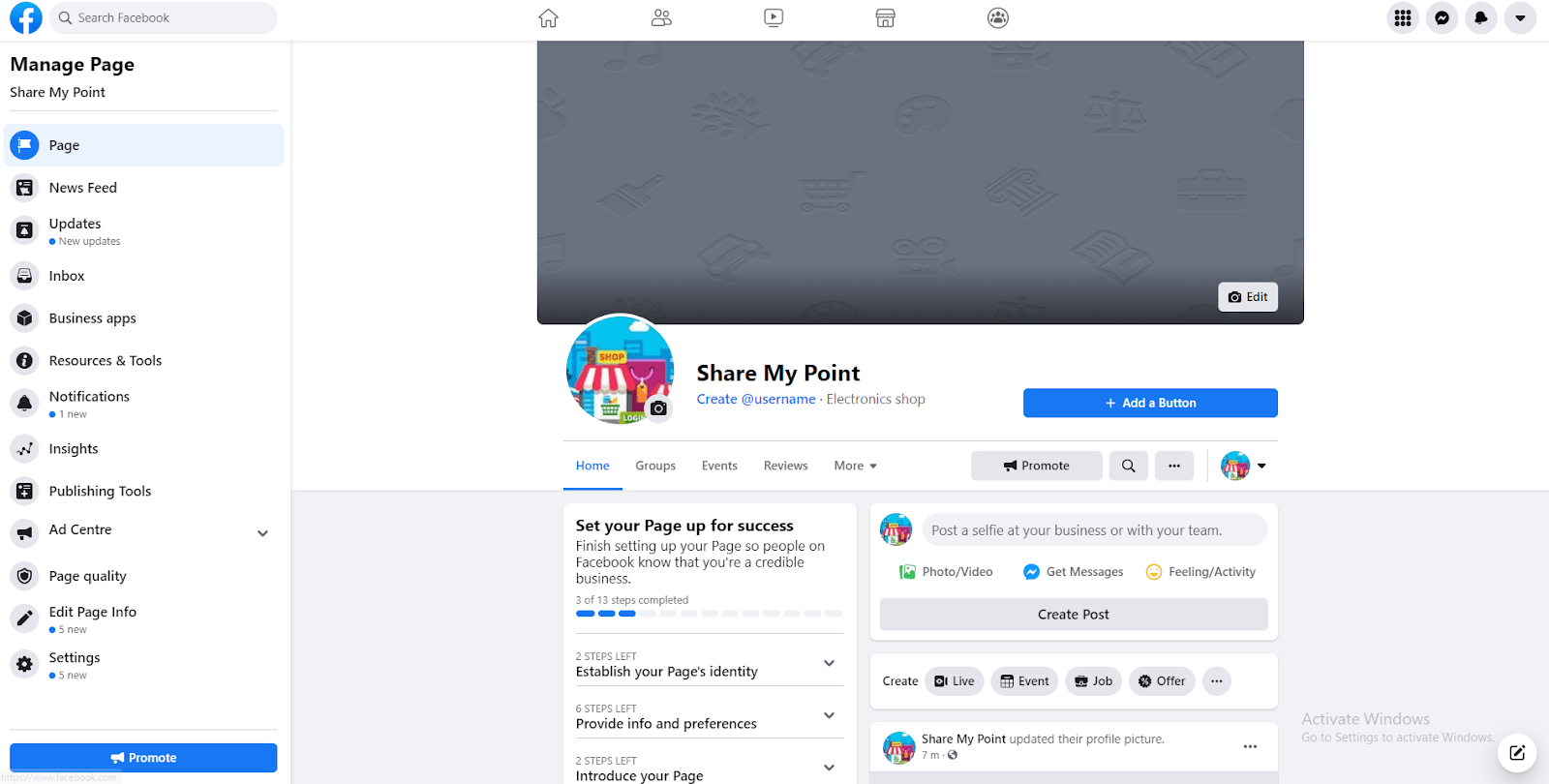 รู้วิธีสร้างโพสต์บนหน้าธุรกิจ fb