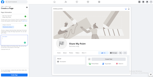 รายละเอียด facebook เพจธุรกิจ