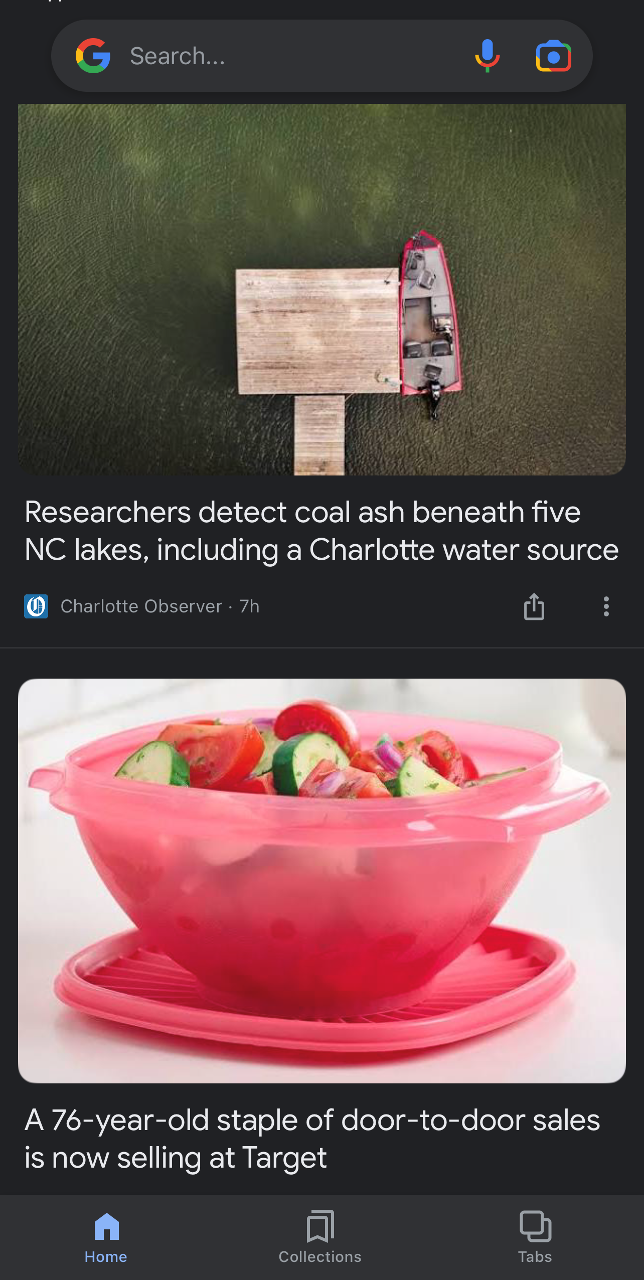 Beispiel für die Google Discover-Benutzeroberfläche