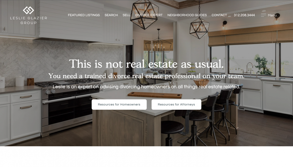 レスリー・グレイザー・グループの不動産ウェブサイトのランディング・ページ