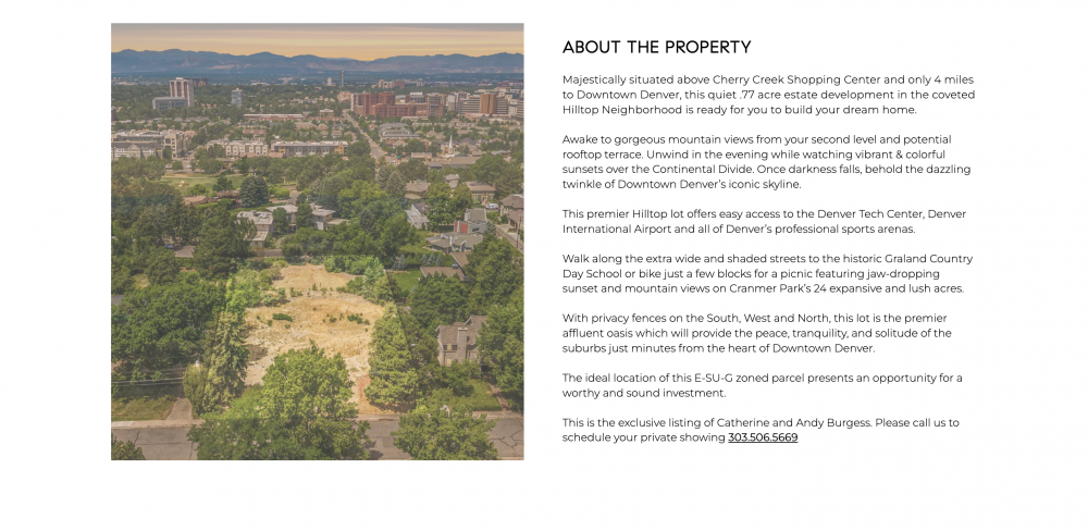 バージェスグループの不動産のウェブサイトのランディングページ