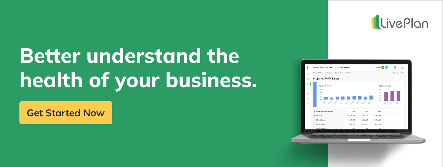 Better understand the health of your business. Get Started With LivePlan.