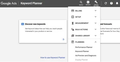 Google anahtar kelime planlayıcı