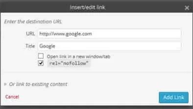 caixa de seleção nofollow