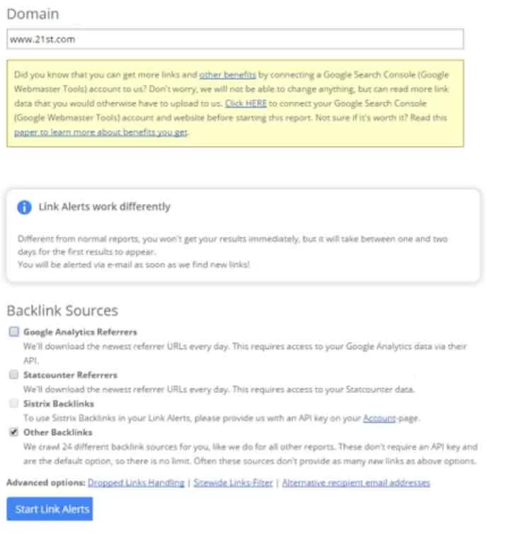 outil d'alerte de lien