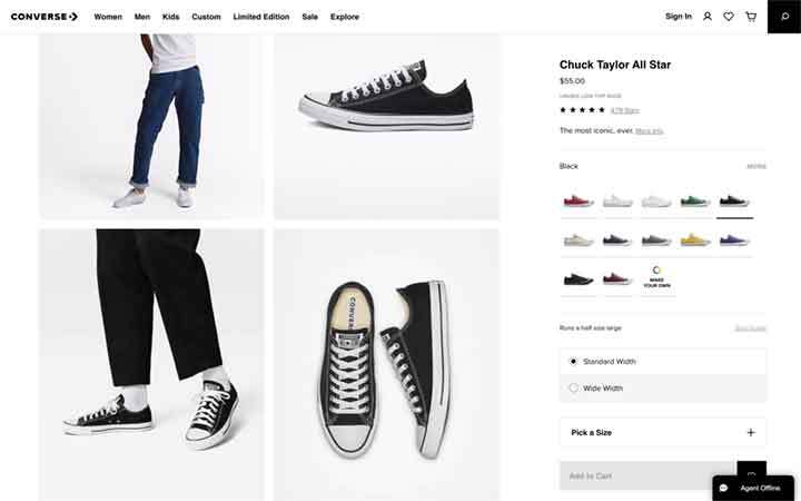 lista cu pantofi de tenis