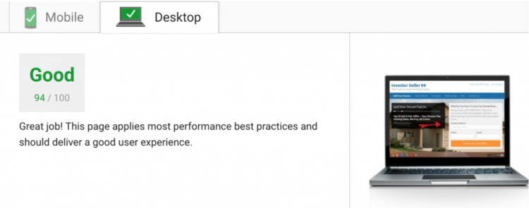 Vitesse de chargement du site Web de l'immobilier de carotte