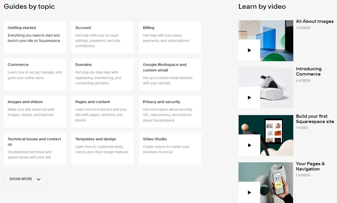 การเปรียบเทียบ WooCommerce กับ Squarespace ในช่องสนับสนุน