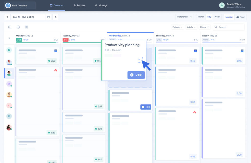 HourStack 在线时间跟踪器用户界面
