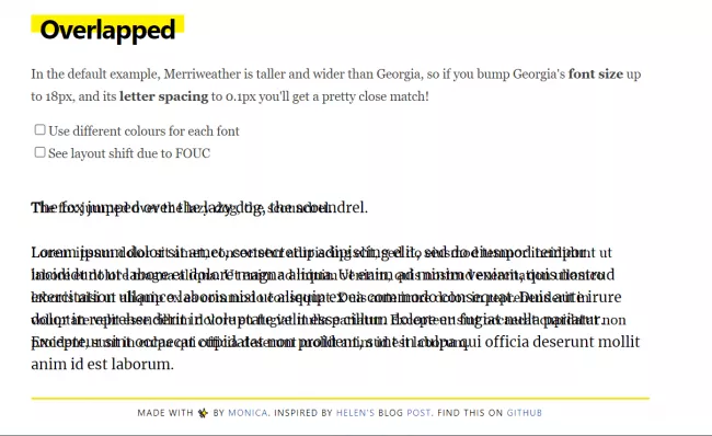 Instrument de suprapunere a fonturilor