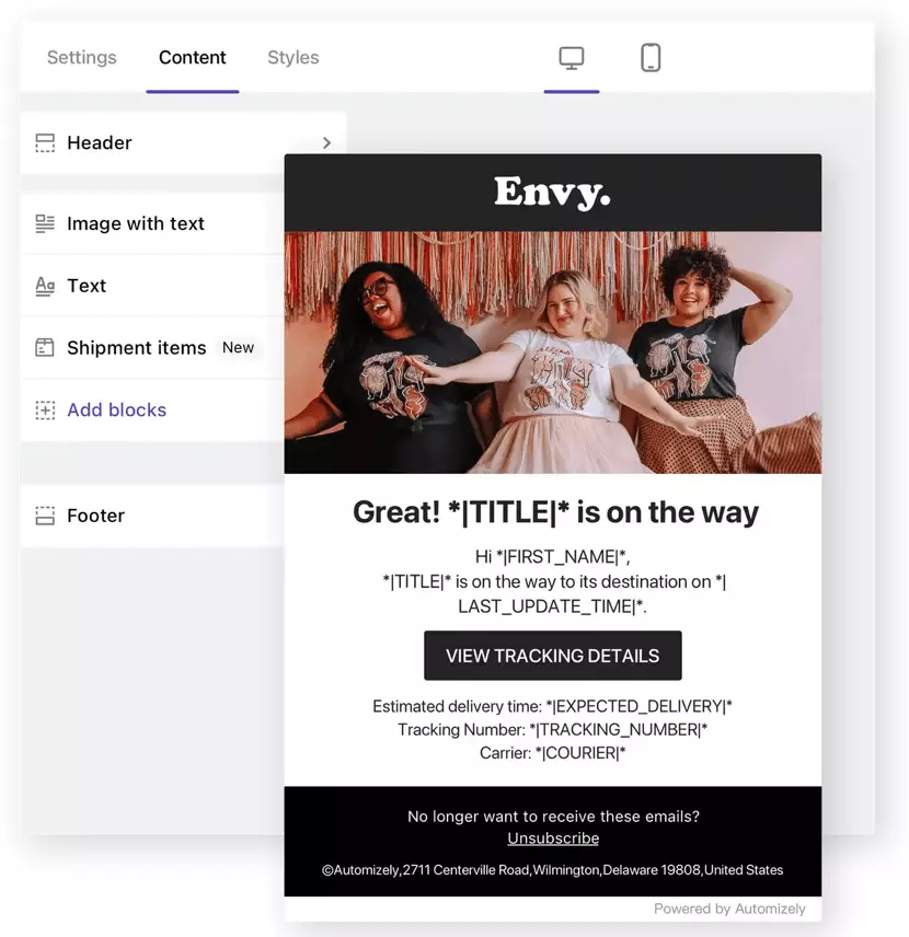 aggiornamenti e-mail personalizzati