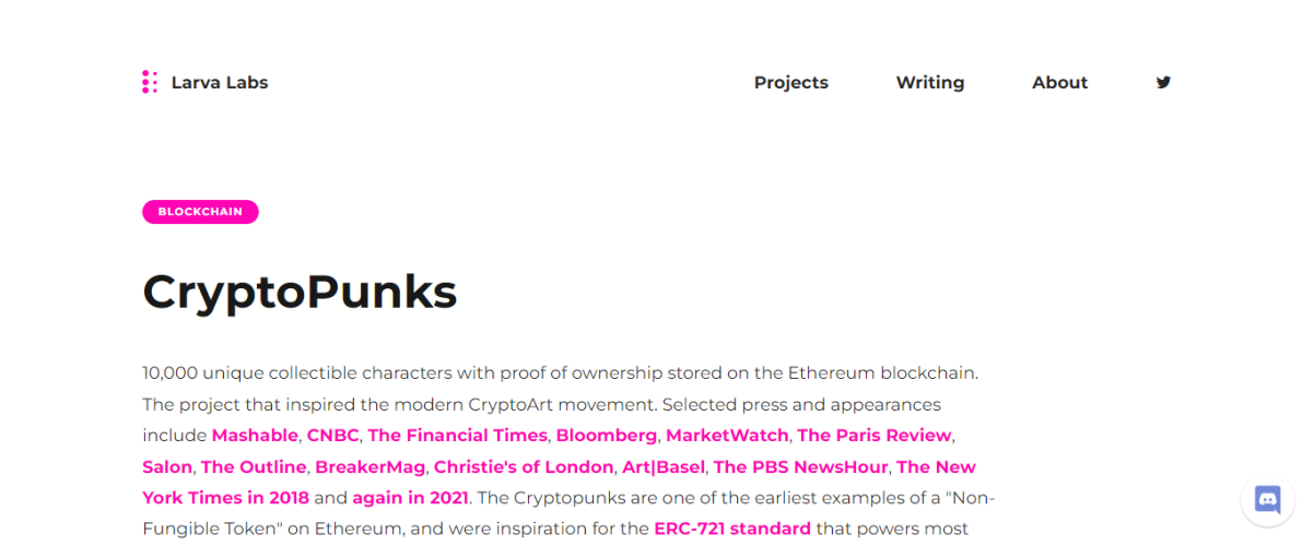 LarvaLabsまたはCryptoPunks-NFTマーケットプレイス